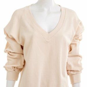 Oak + Fort Women’s Cream V Neck Sweatshirt - S